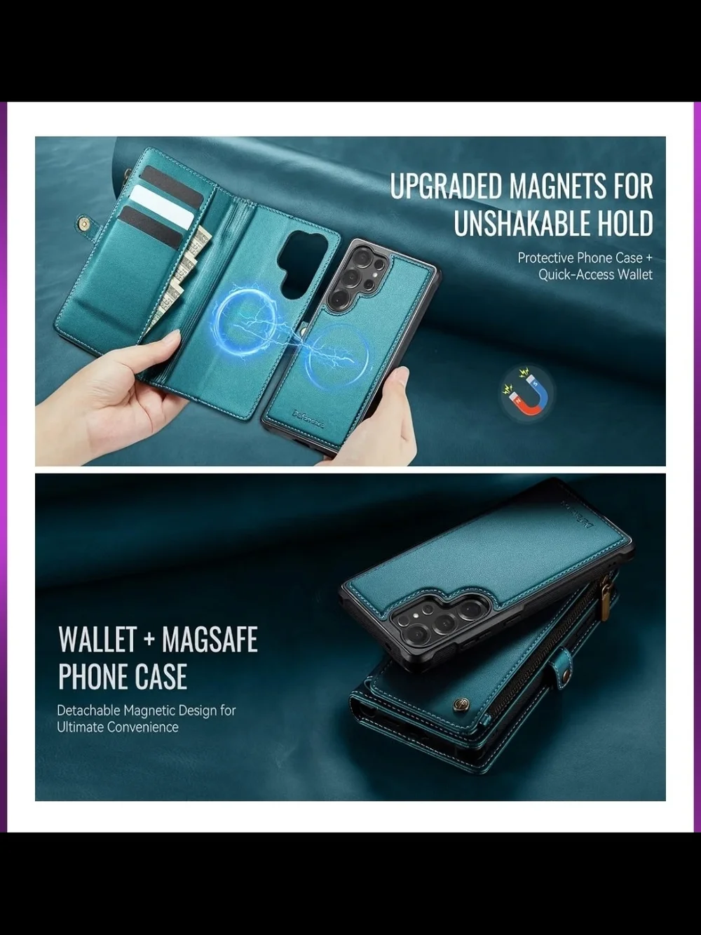 Defencase for Galaxy S25 Ultra Case Wallet Compatible with Magsafe, Green